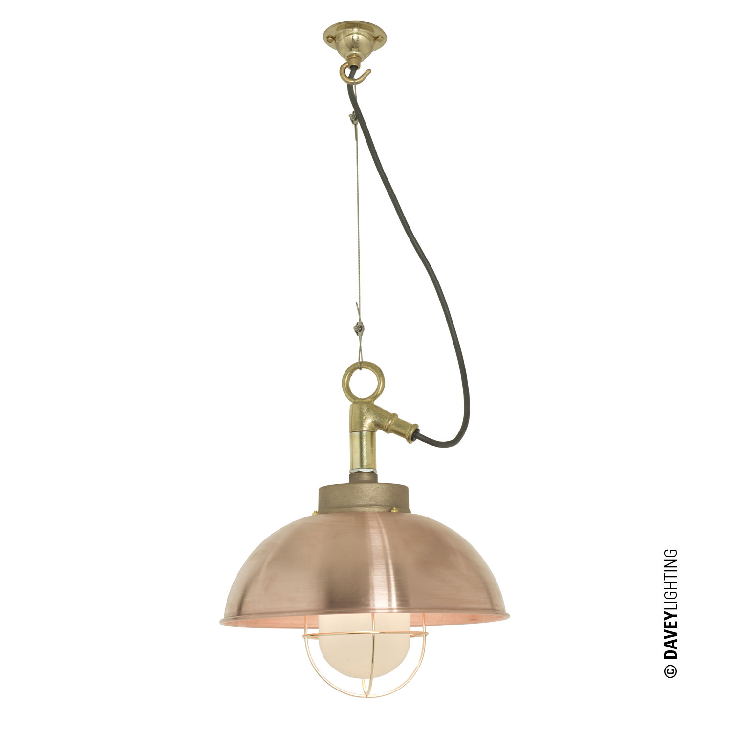 Shipyard Pendant, Copper, Frosted Glass
