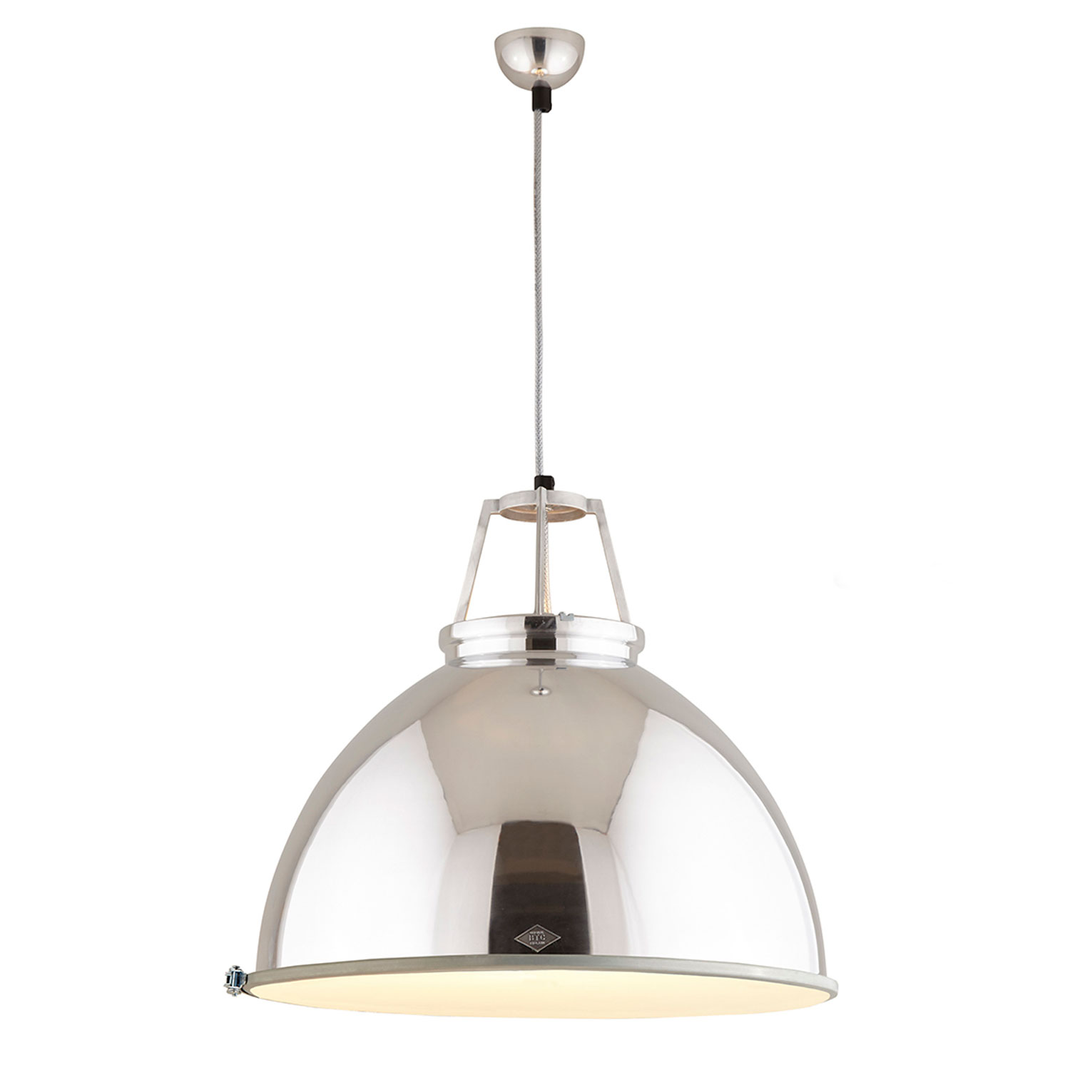 Titan Size 5 Pendant Light, Natural Aluminium with Etched Glass