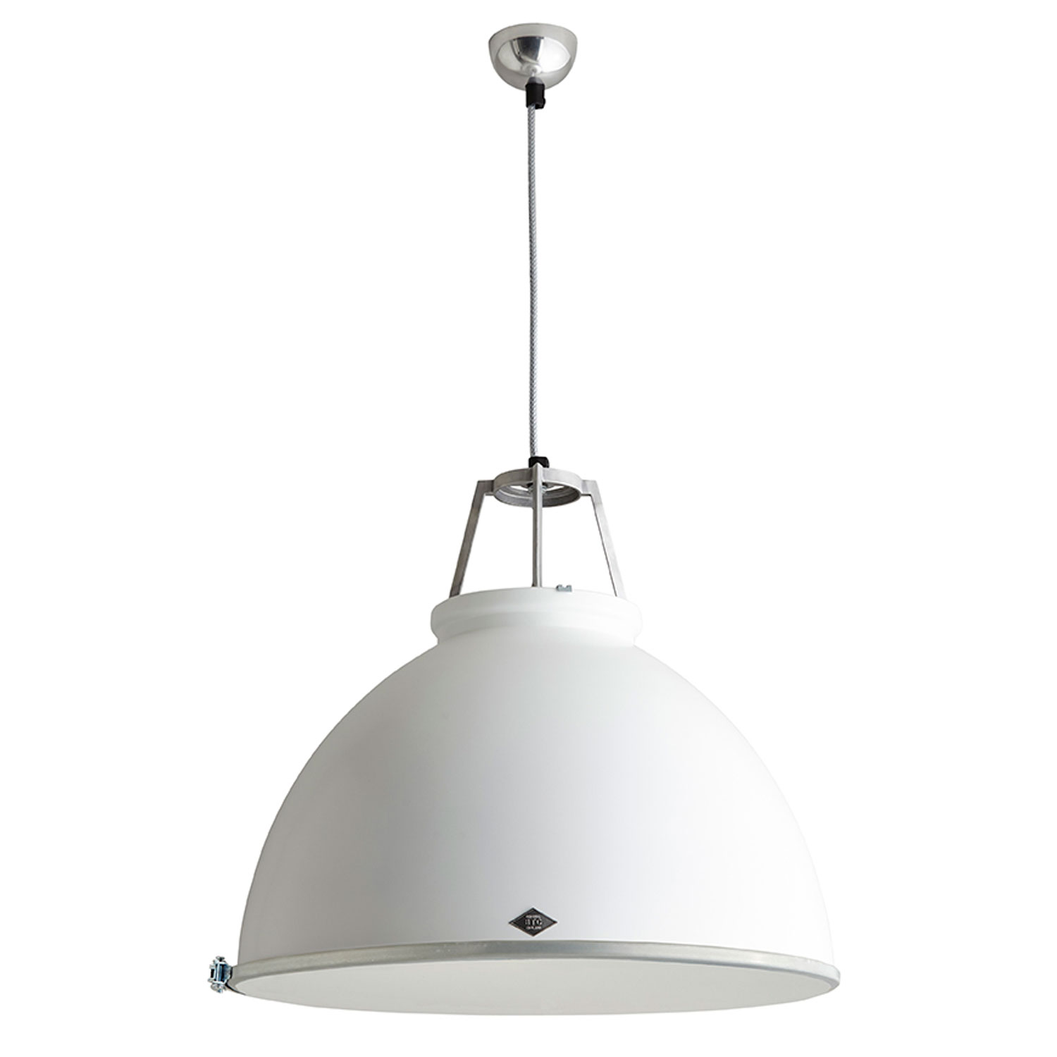 Titan Size 5 Pendant Light, White with Etched Glass