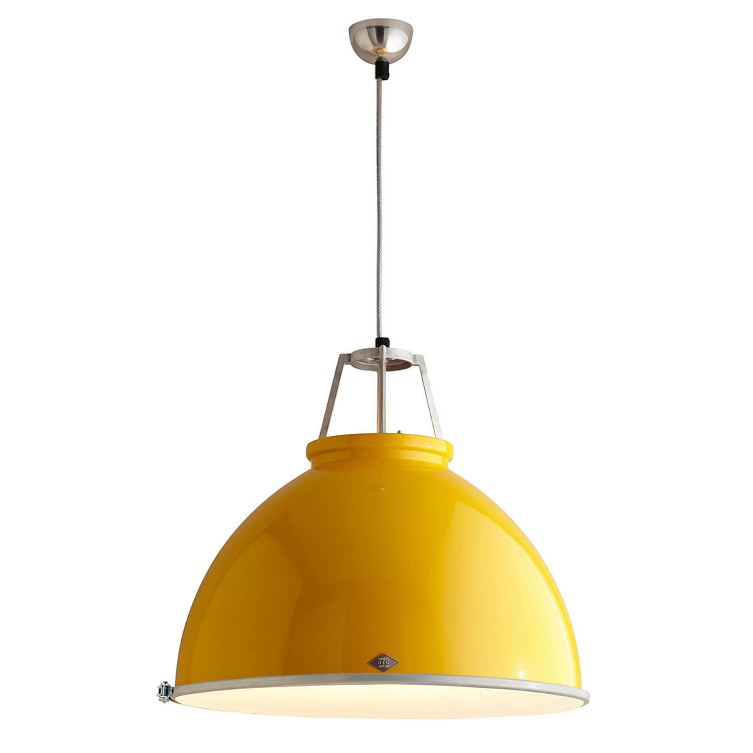 Titan Size 5 Pendant Light, Yellow with Etched Glass