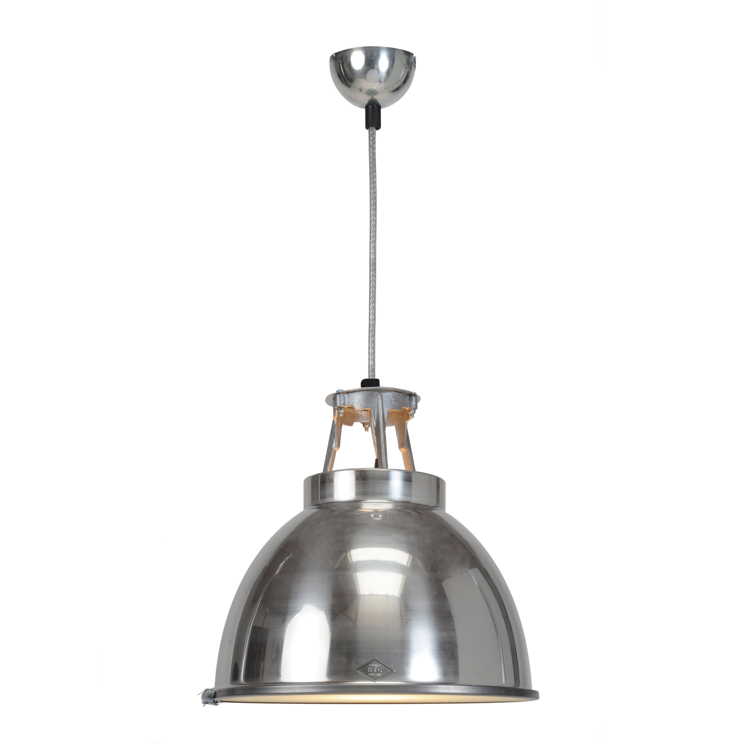 Titan Size 1 Pendant Light, Natural Aluminium with Etched Glass1