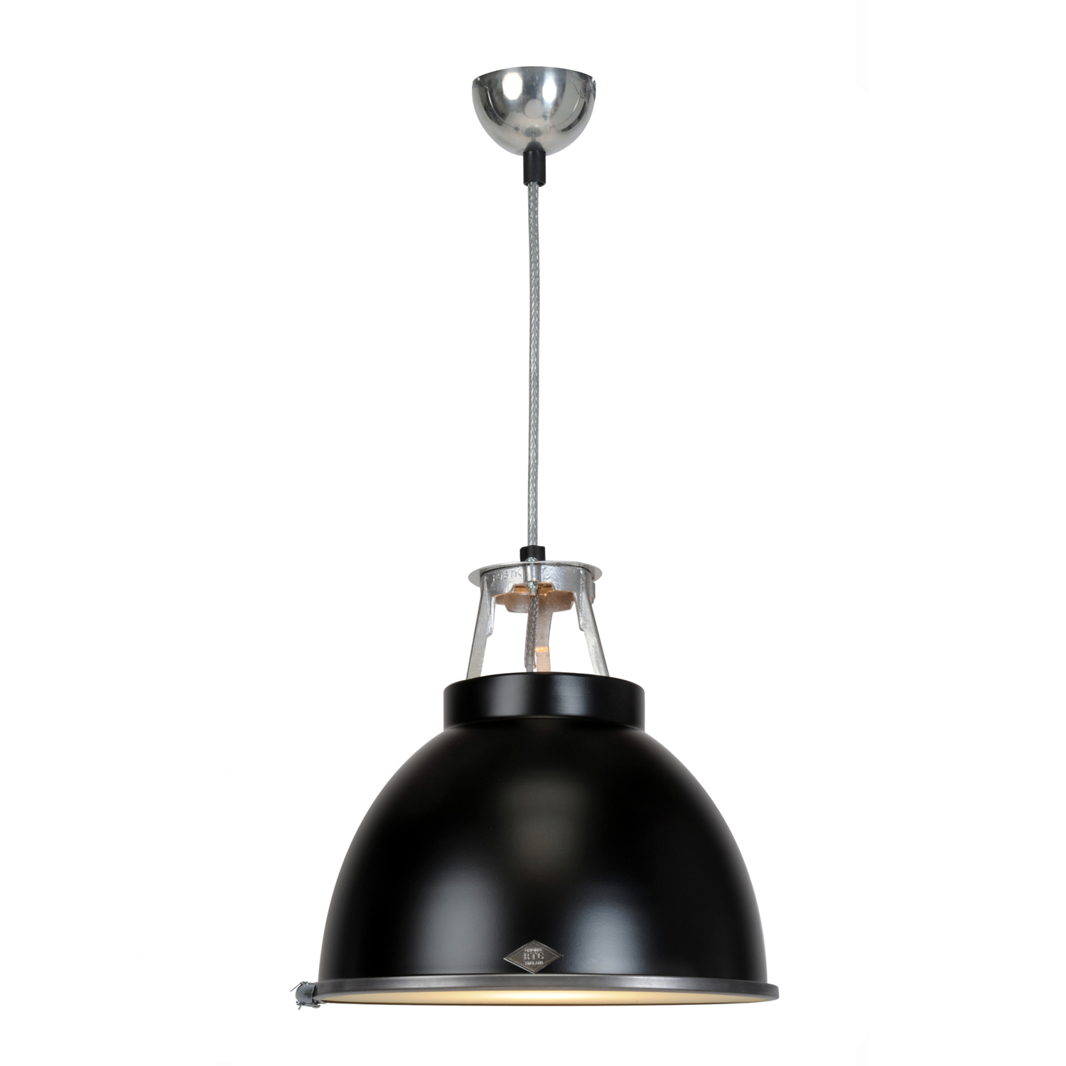 Titan Size 1 Pendant Light, Black with Etched Glass