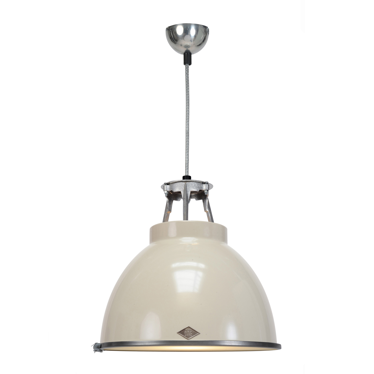 Titan Size 1 Pendant Light, Putty Grey with Etched Glass