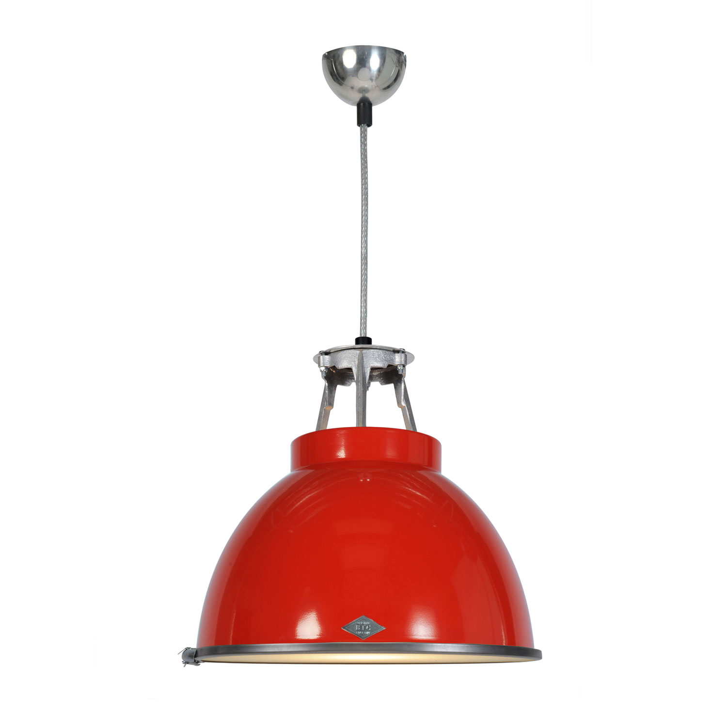 Titan Size 1 Pendant Light, Red with Etched Glass