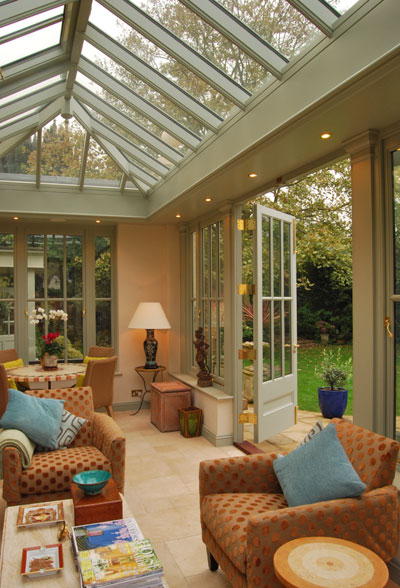 Example of table lamps used in an orangery extension