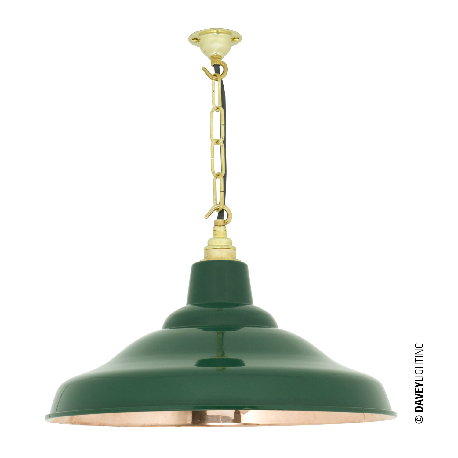 School Light Painted Green, Polished Copper Interior