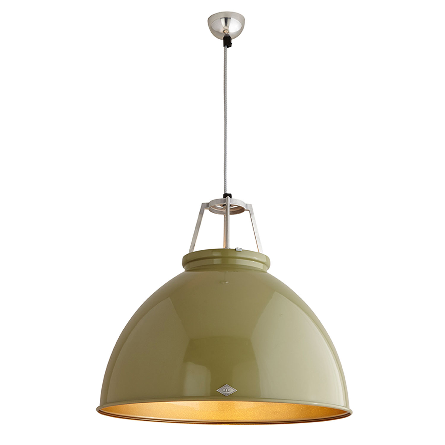 Titan Size 5 Pendant Light, Olive Green/Bronze Interior