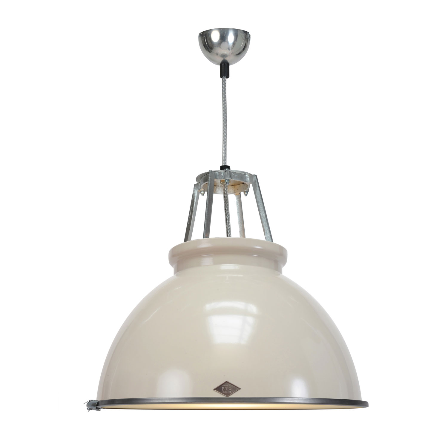 Titan Size 3 Pendant Light, Putty Grey with Etched Glass