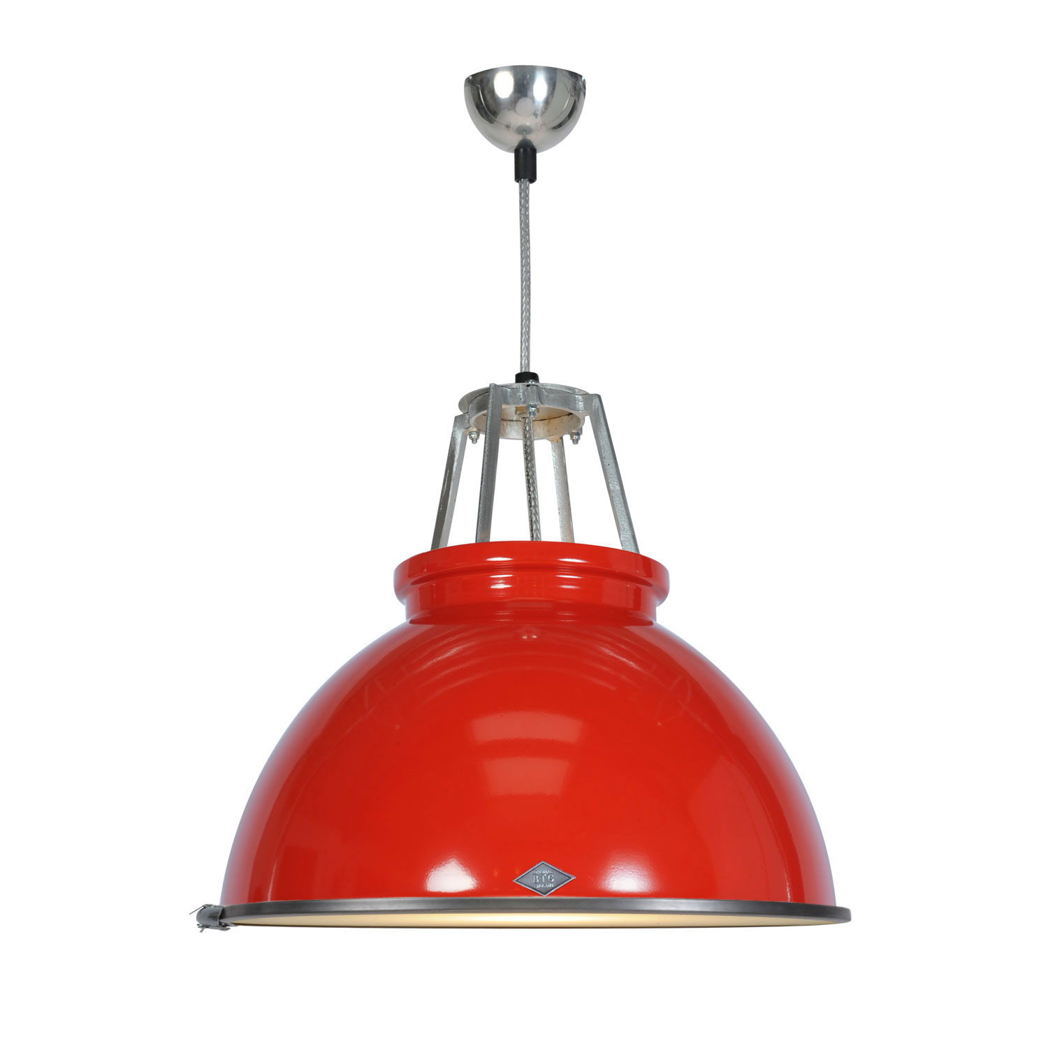 Titan Size 3 Pendant Light, Red with Etched Glass