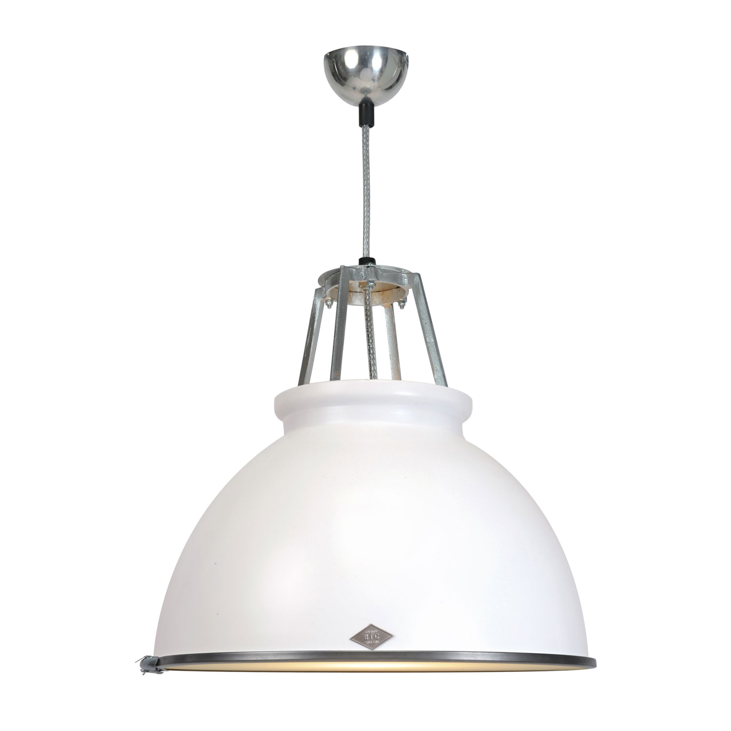 Titan Size 3 Pendant Light, White with Etched Glass