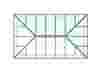 Top-down view of the Cumberland Roof Lantern, showing its symmetrical glazing bar layout with precise dimensions for internal kerb-to-kerb measurements.