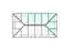 Roof plan diagram of the Portland Roof Lantern, displaying the structural glazing pattern with clear dimensions.